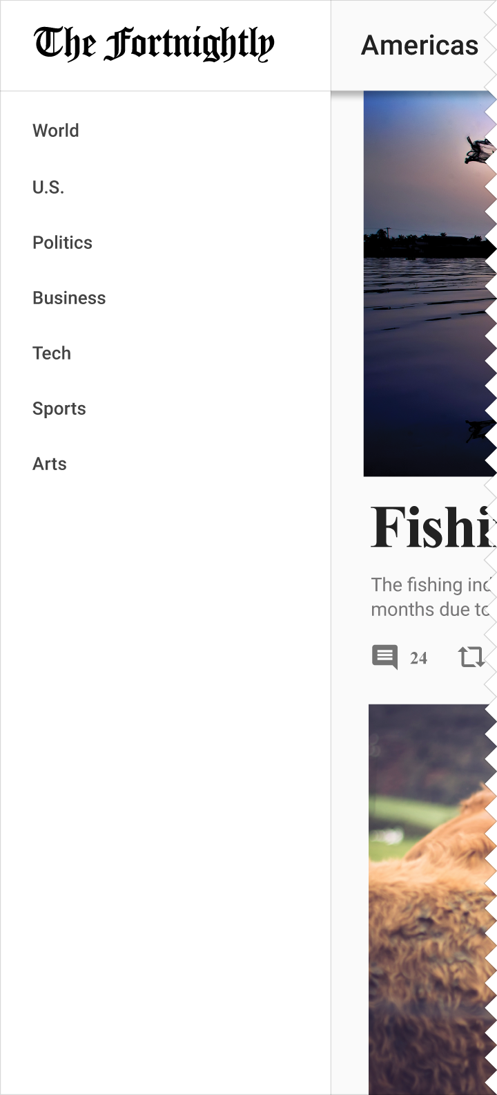Material Design 中的桌面端级联侧边抽屉栏示例