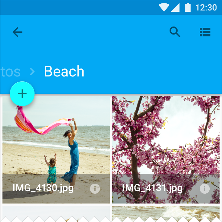 Material Design 中的相册向上按钮