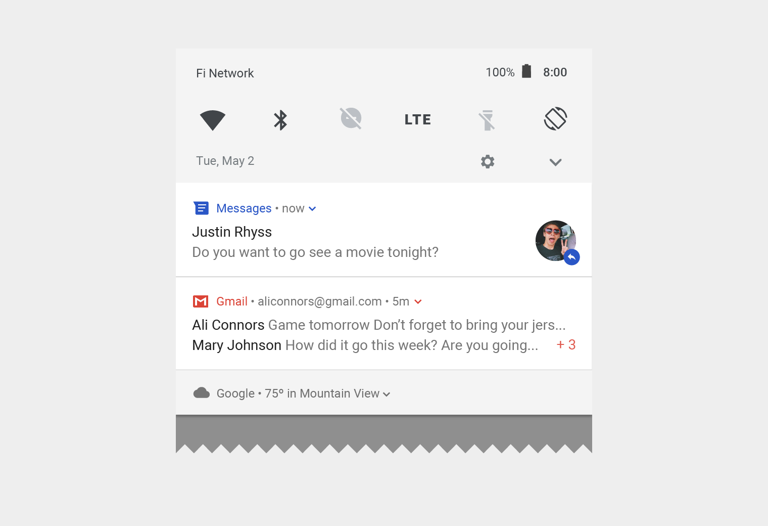 Material Design 中显示消息的通知抽屉