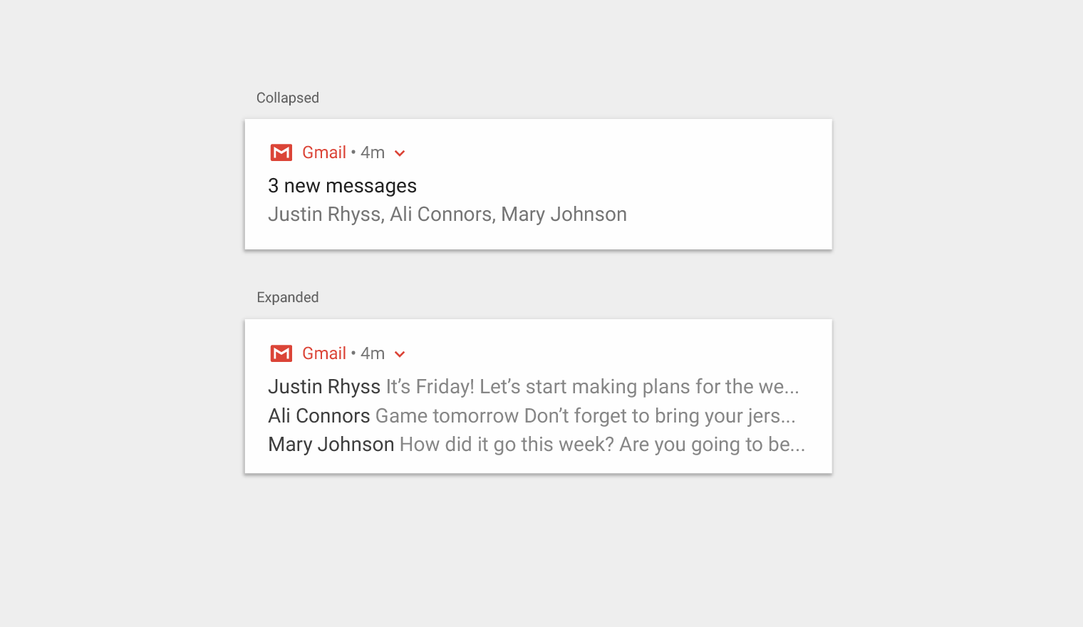 Material Design 中的通知汇总,折叠与展开视图