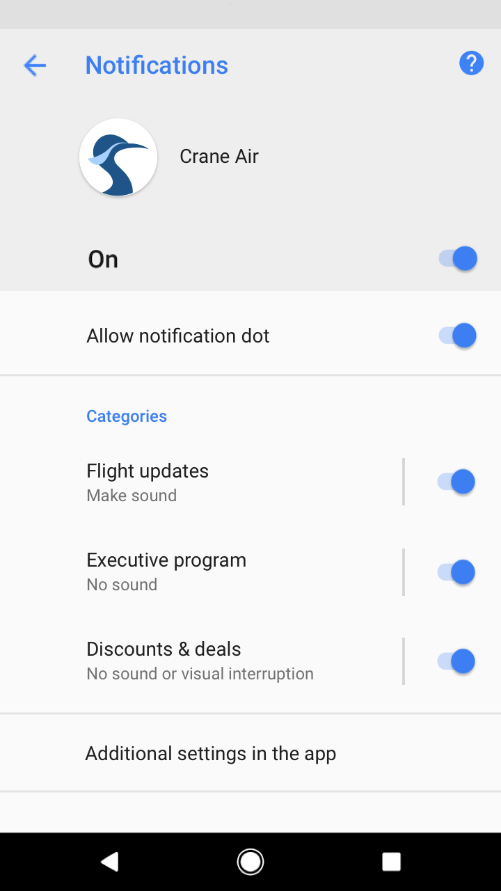 Material Design UI 中的三个分类通道
