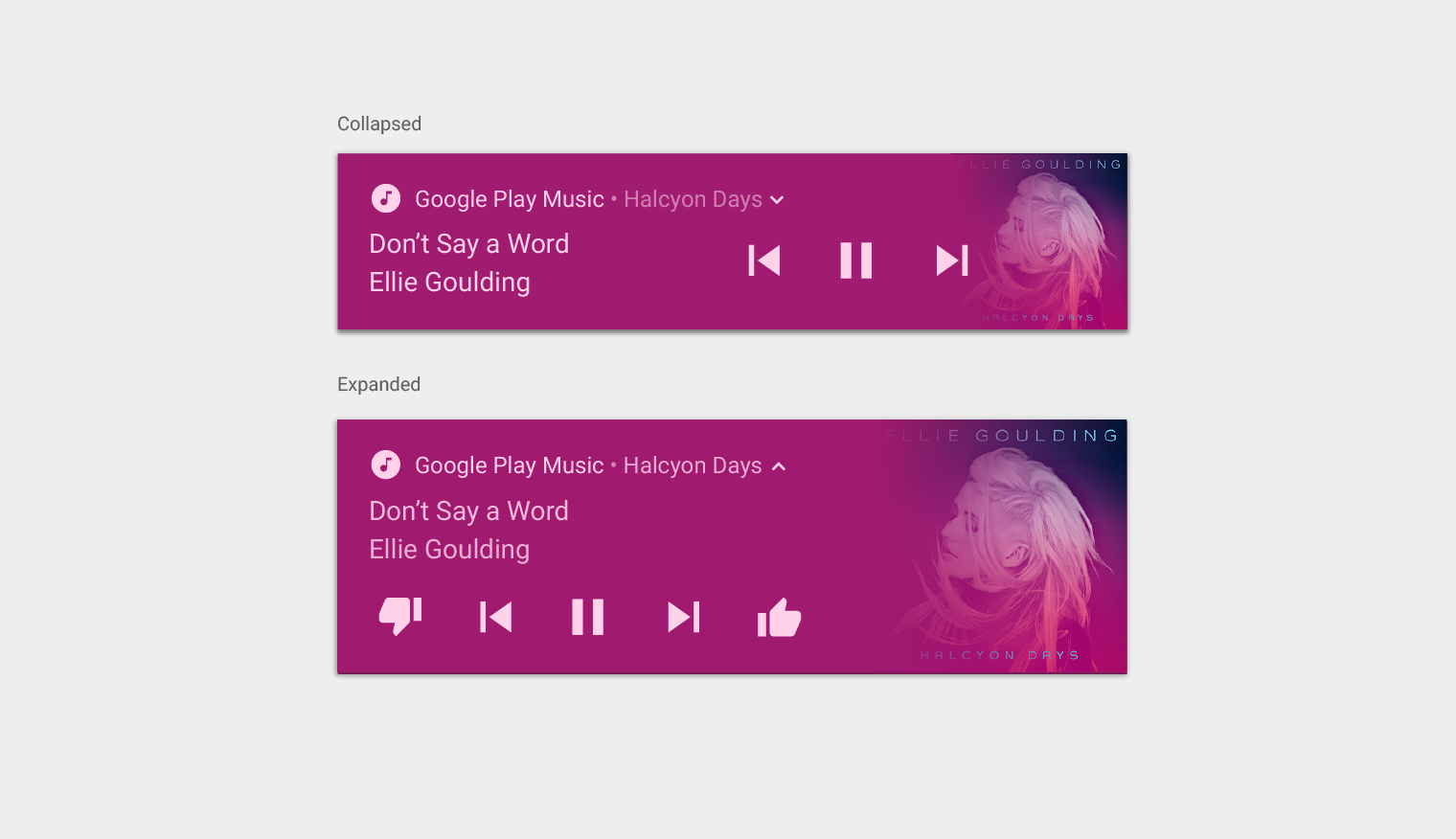 Material Design 通知的媒体模板