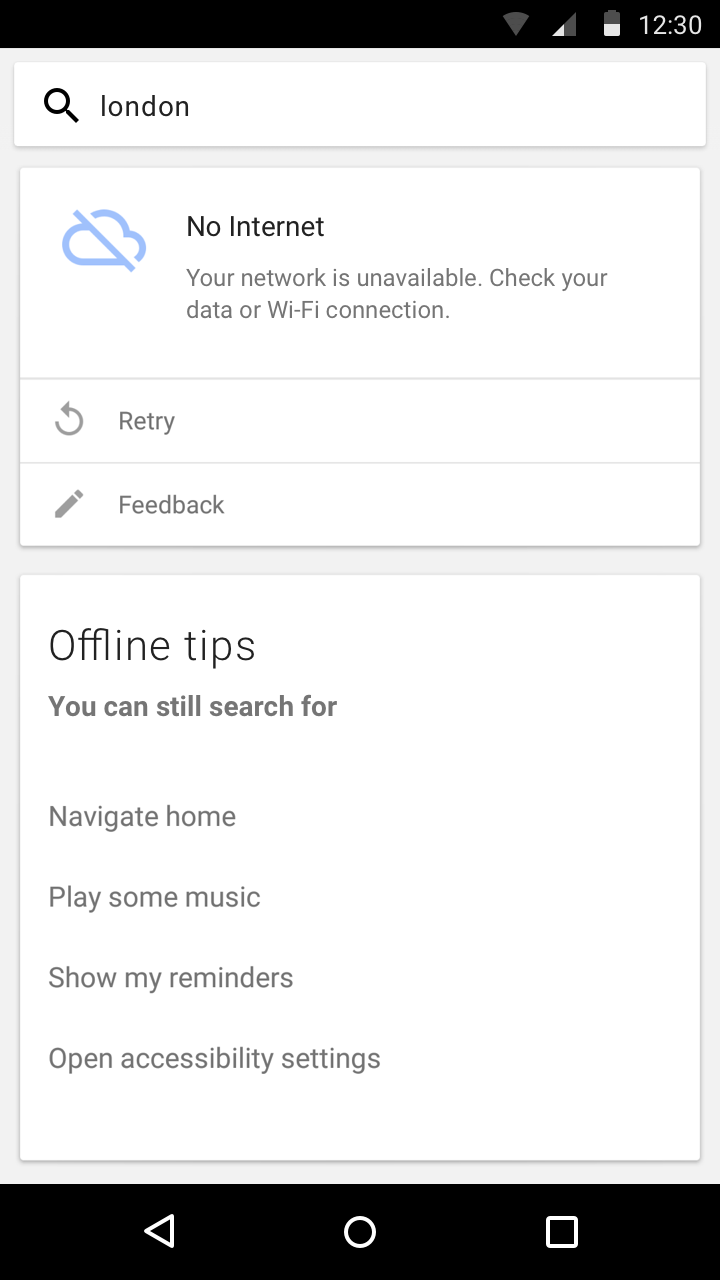 Material Design 离线状态显示有用提示