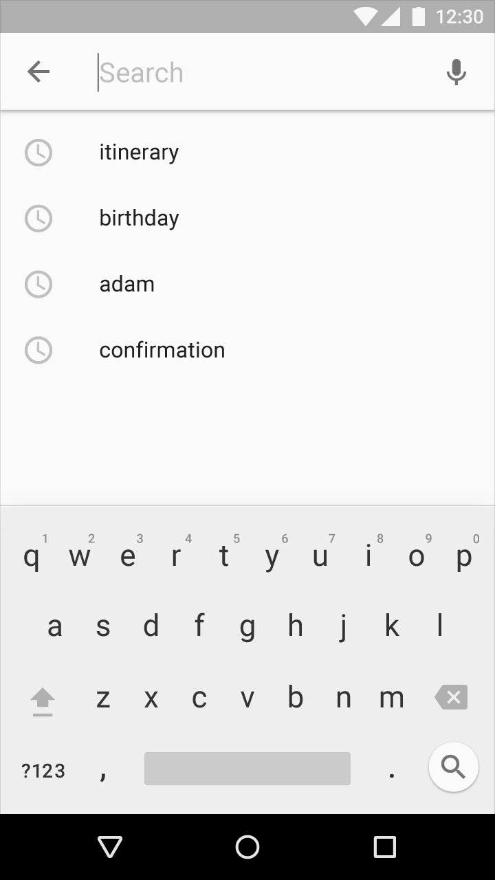 Focused search text field in Material Design
