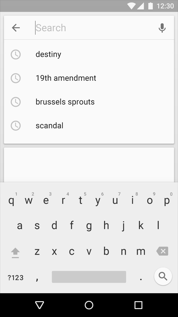 Material Design persistent search text field active
