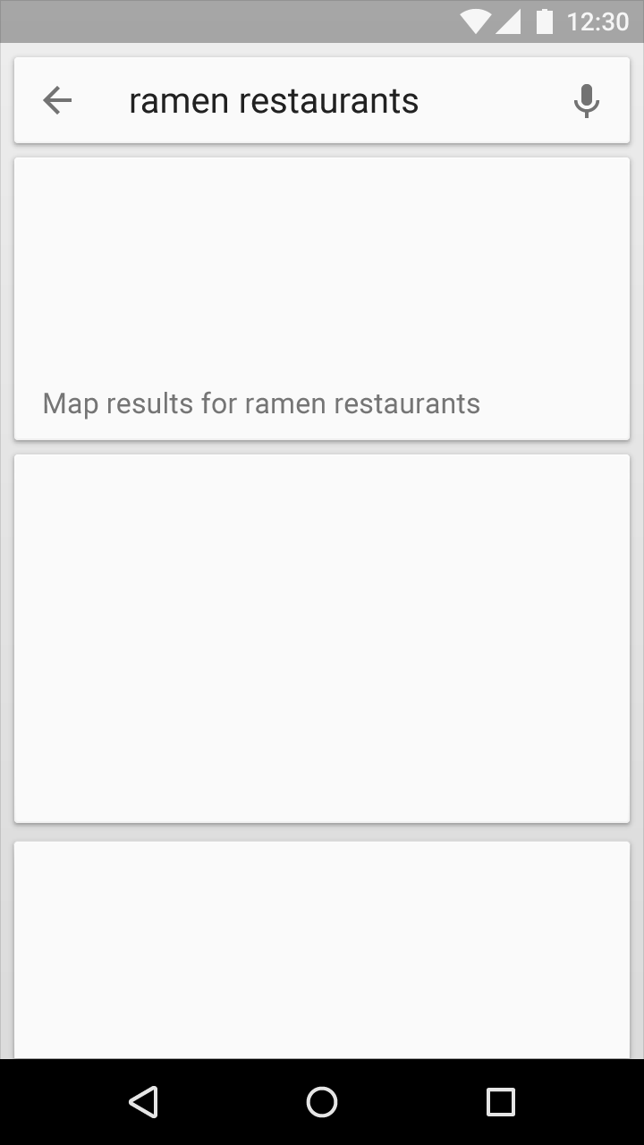Material Design search results display