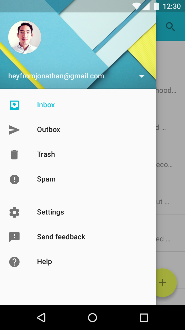 Material Design 中的侧边抽屉栏设置