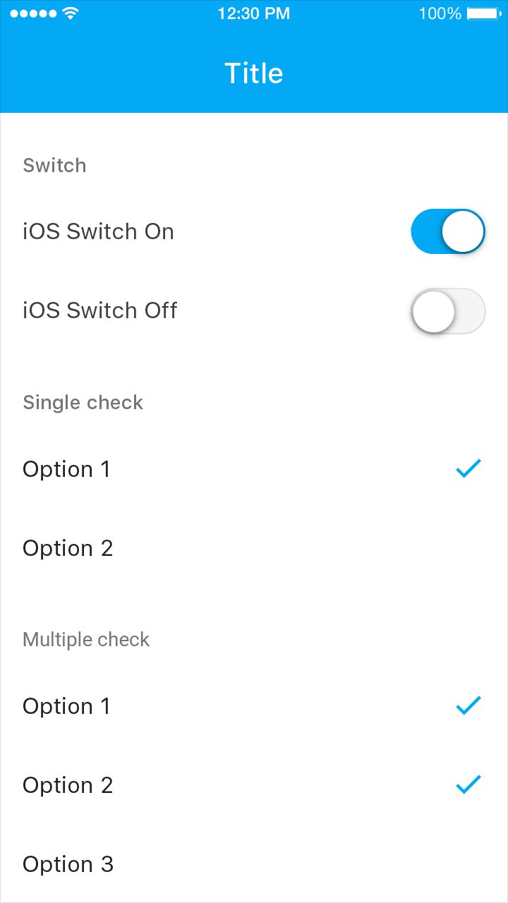 iOS native switches match Material Design functionality