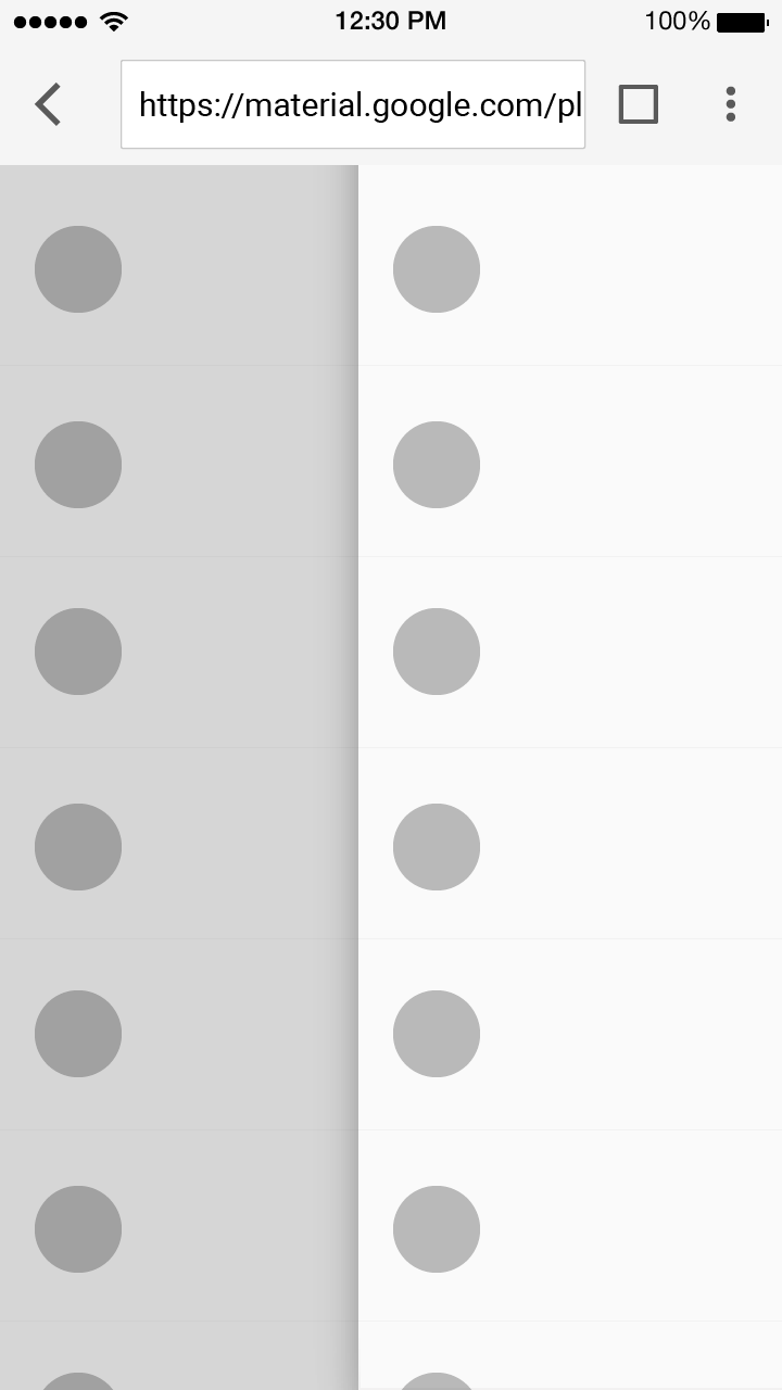 Material Design: Edge swipes not consistent across browsers