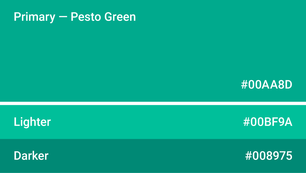 包含主色及其变体的 Material Design 配色方案