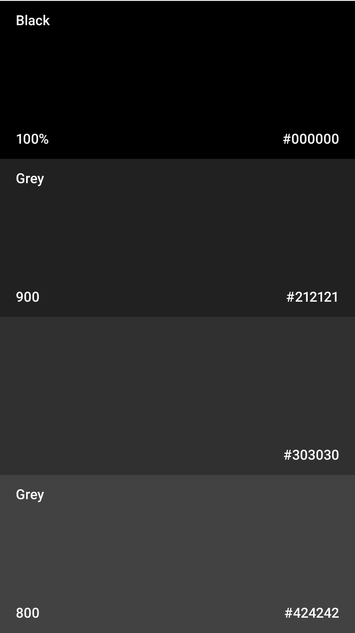 Material Design 暗色主题调色板