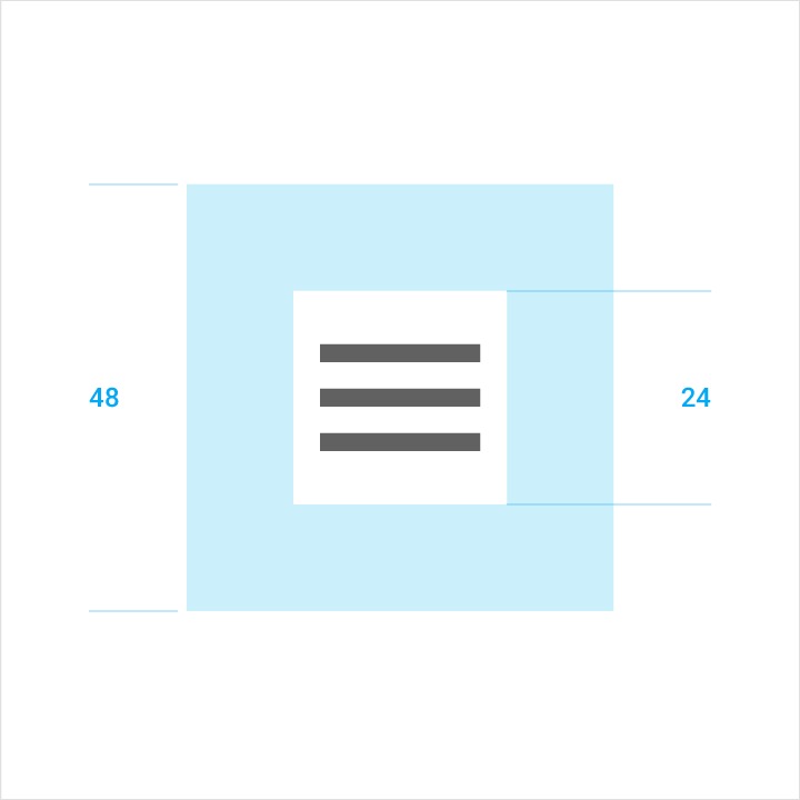 Clearance area for Material Design icons