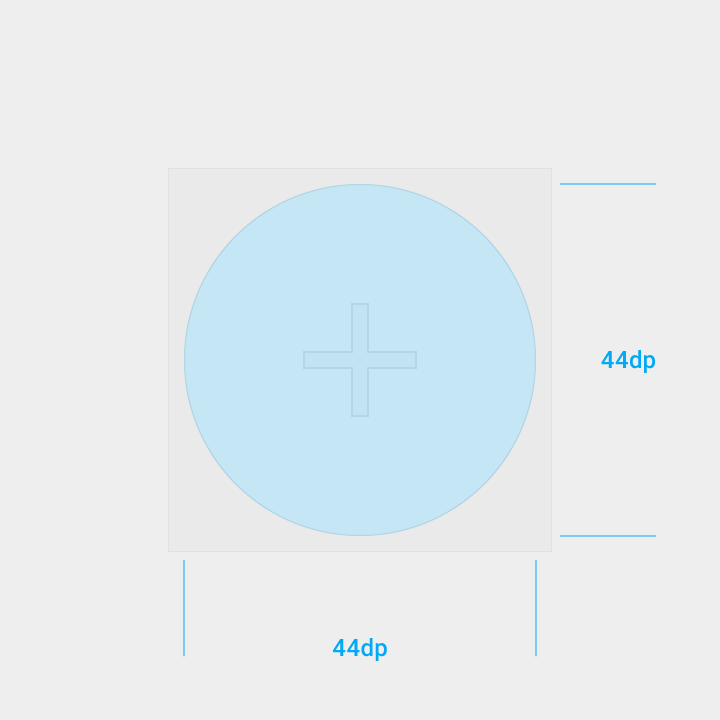 Material Design icon in 44dp live area on grey background