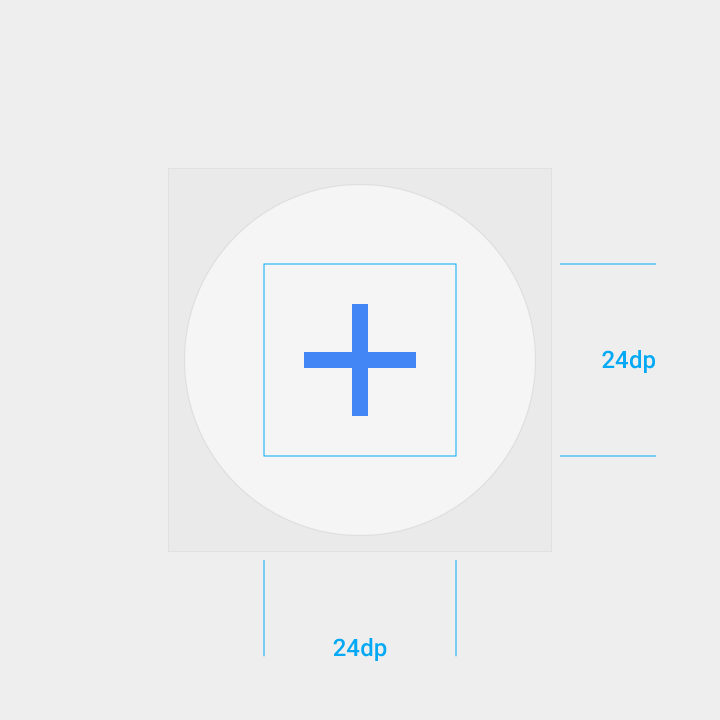 Material Design system icon size: 24x24dp