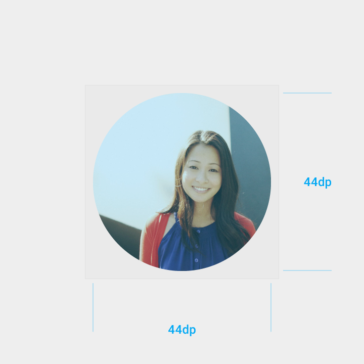 Material Design avatar fills the live area circle