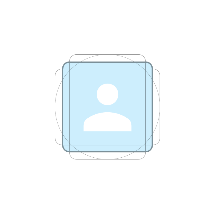 Keyline shapes for Material Design square human iconography