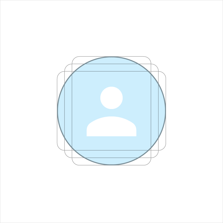 Keyline shapes for Material Design circle human iconography