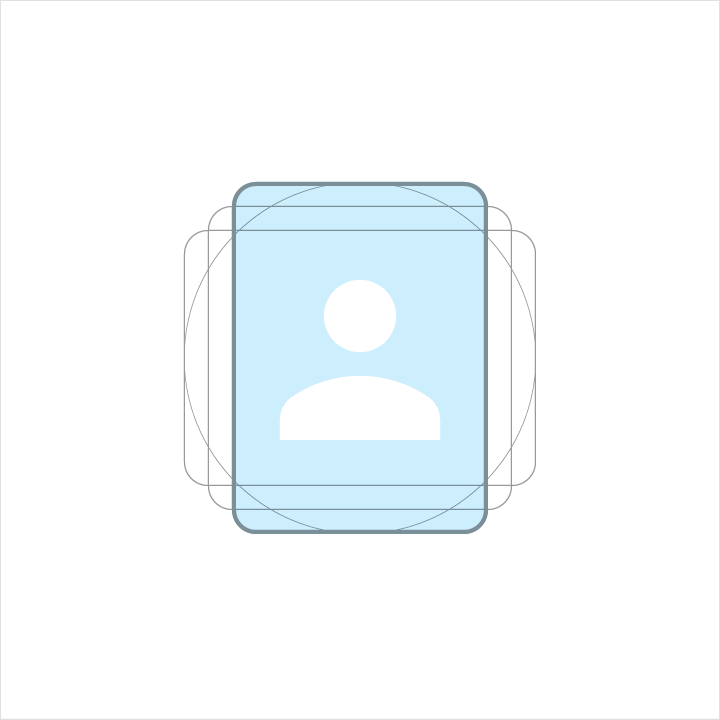 Keyline shapes for Material Design vertical rectangle human iconography