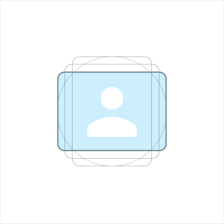 Keyline shapes for Material Design horizontal rectangle human iconography