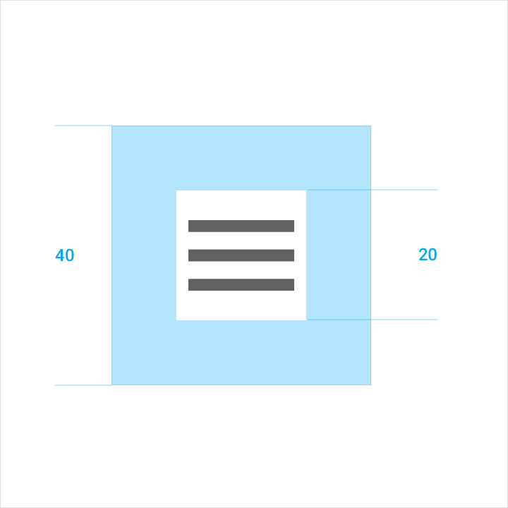Clearance area for dense Material Design icons