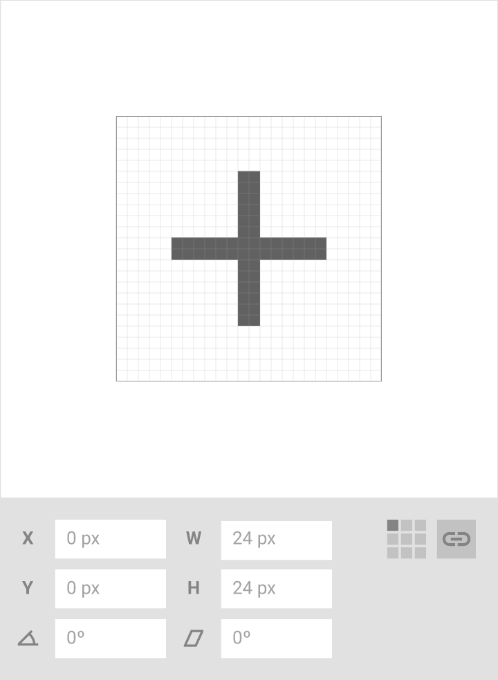 Material Design: Position icons on pixel with equal size