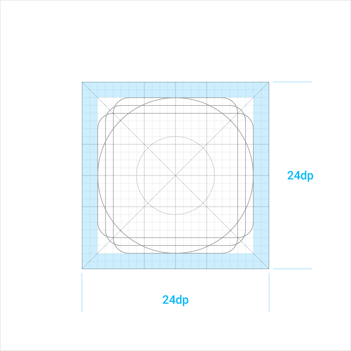 Live area for Dense Material Design icons