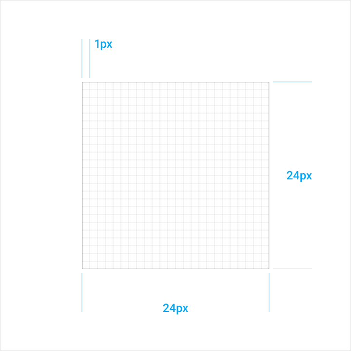 Material Design icon dense grid at 100% scale