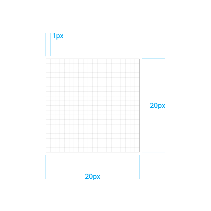 Material Design icon dense grid at 100% scale