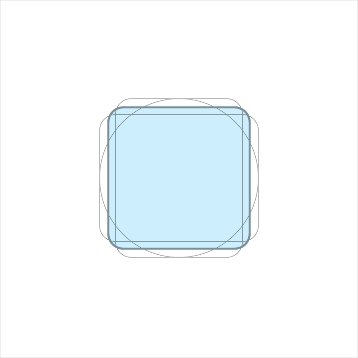 Keyline shapes for Material Design square icons