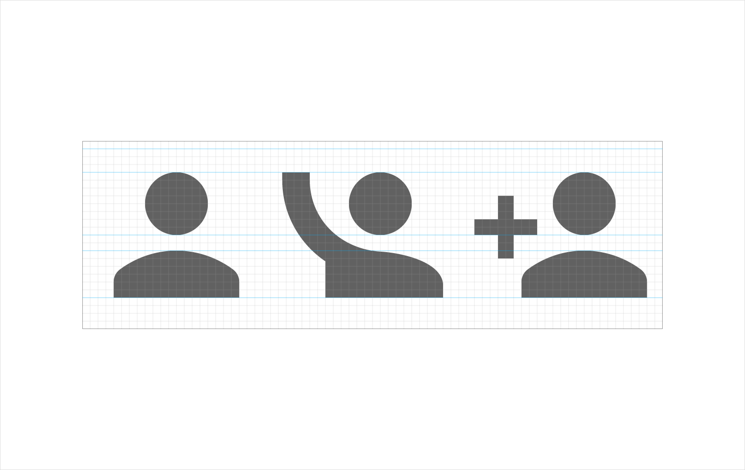 Visual alignment of upper-body human iconography in Material Design
