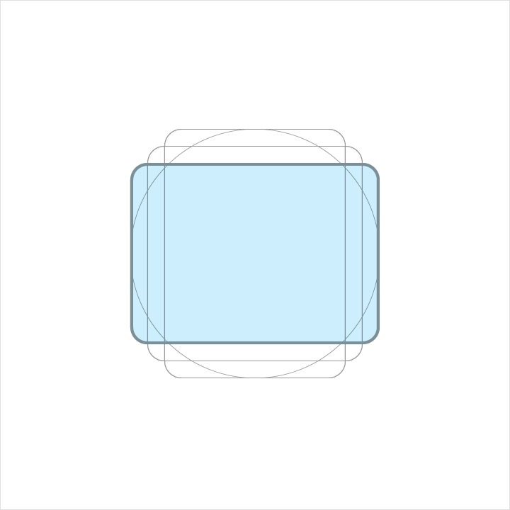 Material Design horizontal rectangle keyline shapes