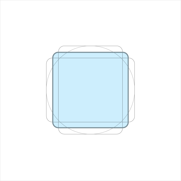 Material Design square keyline shapes