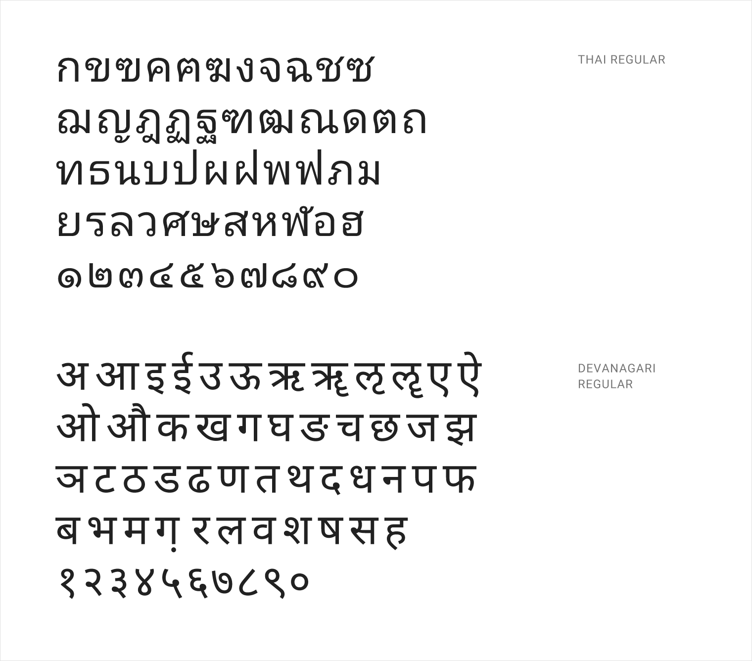 Material Design 中的 Noto Sans 泰文和印地文示例