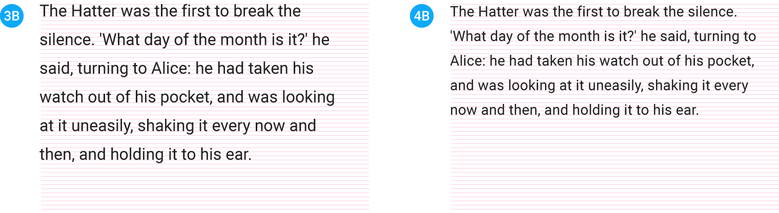 Material Design 中的字体行高示例