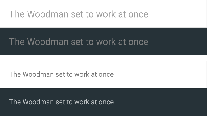 Material Design text with good color contrast and legibility