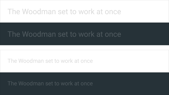 Low color contrast violates Material Design guidelines