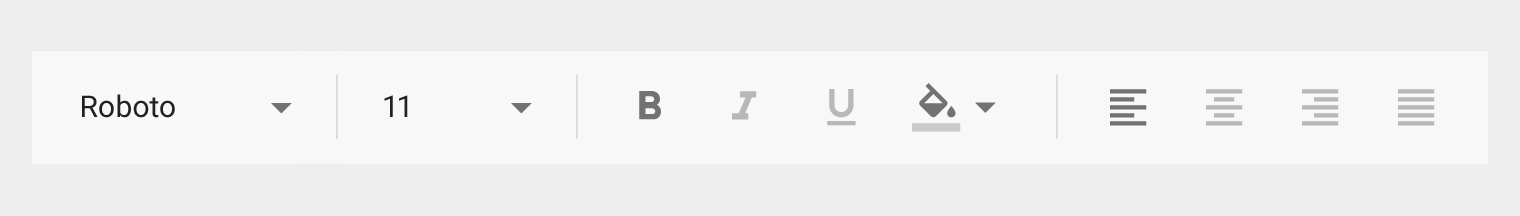Text editing menu in Material Design (LTR)